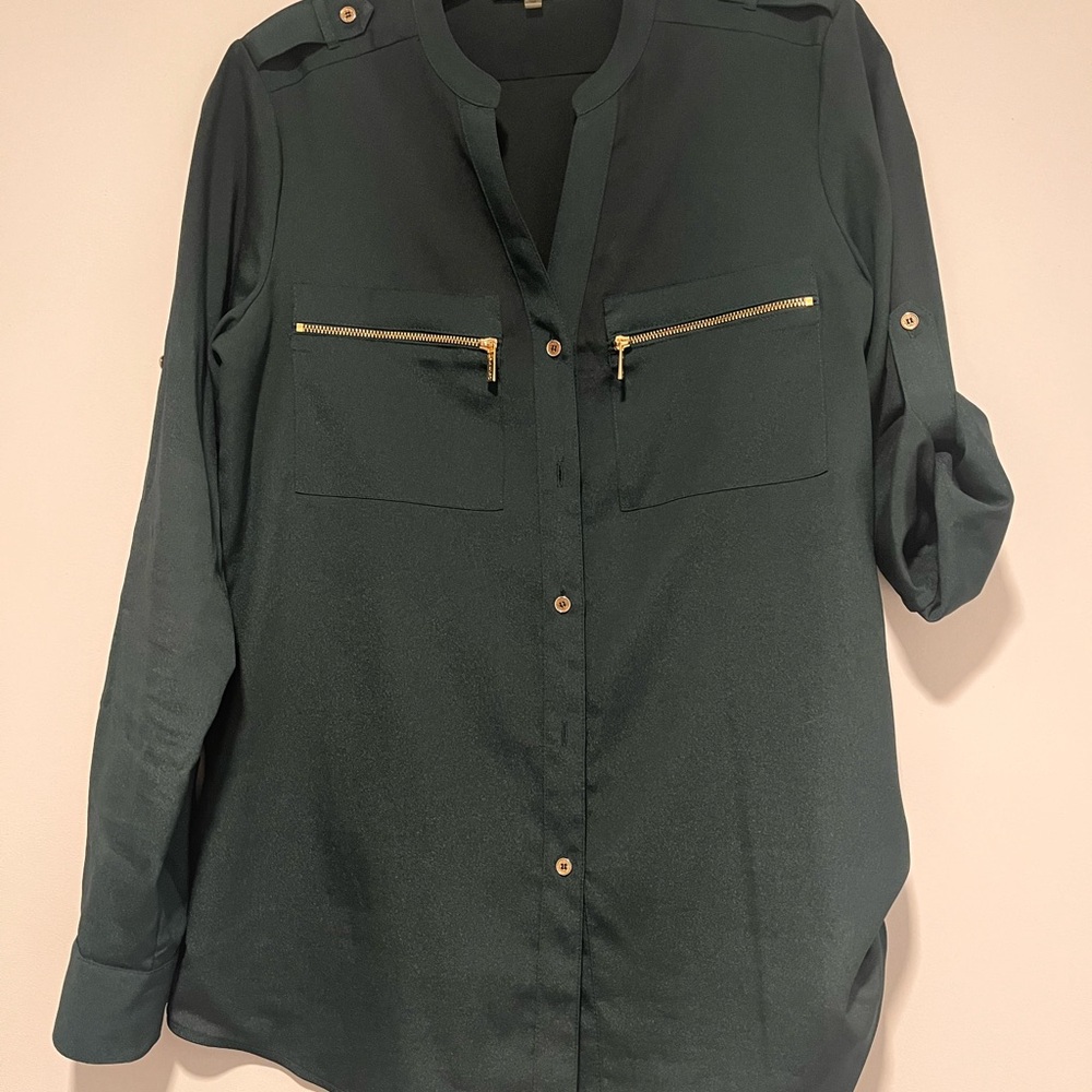 Calvin Klein Collection Green Long Sleeve Button Down Shirt